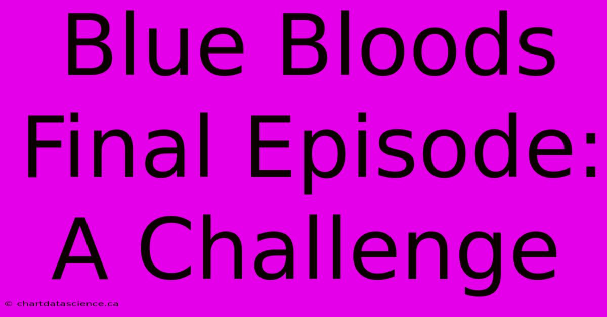 Blue Bloods Final Episode: A Challenge