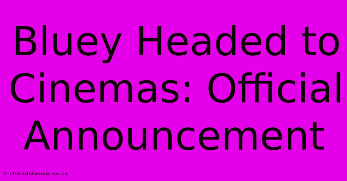 Bluey Headed To Cinemas: Official Announcement