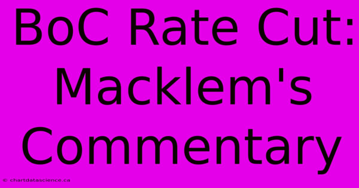 BoC Rate Cut: Macklem's Commentary