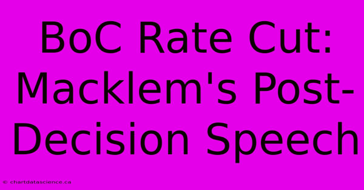 BoC Rate Cut: Macklem's Post-Decision Speech