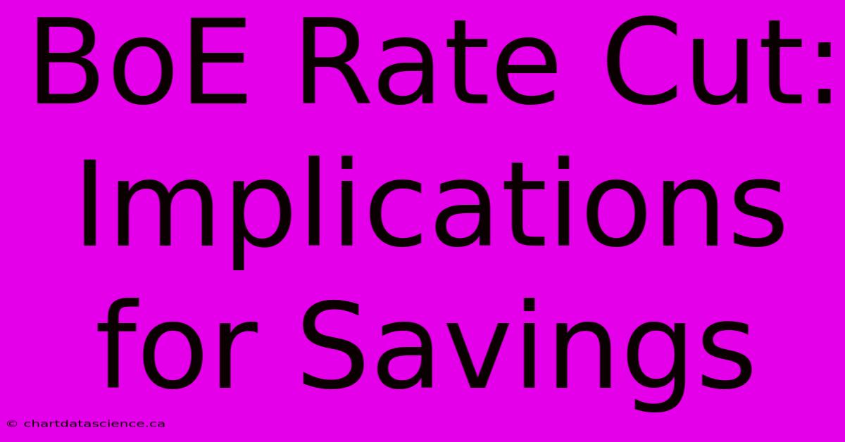 BoE Rate Cut: Implications For Savings 