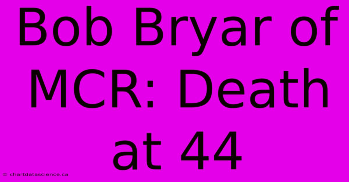 Bob Bryar Of MCR: Death At 44