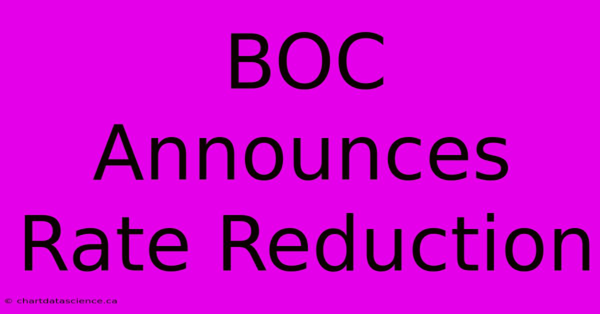 BOC Announces Rate Reduction