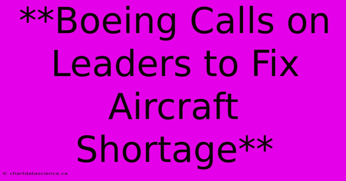 **Boeing Calls On Leaders To Fix Aircraft Shortage**