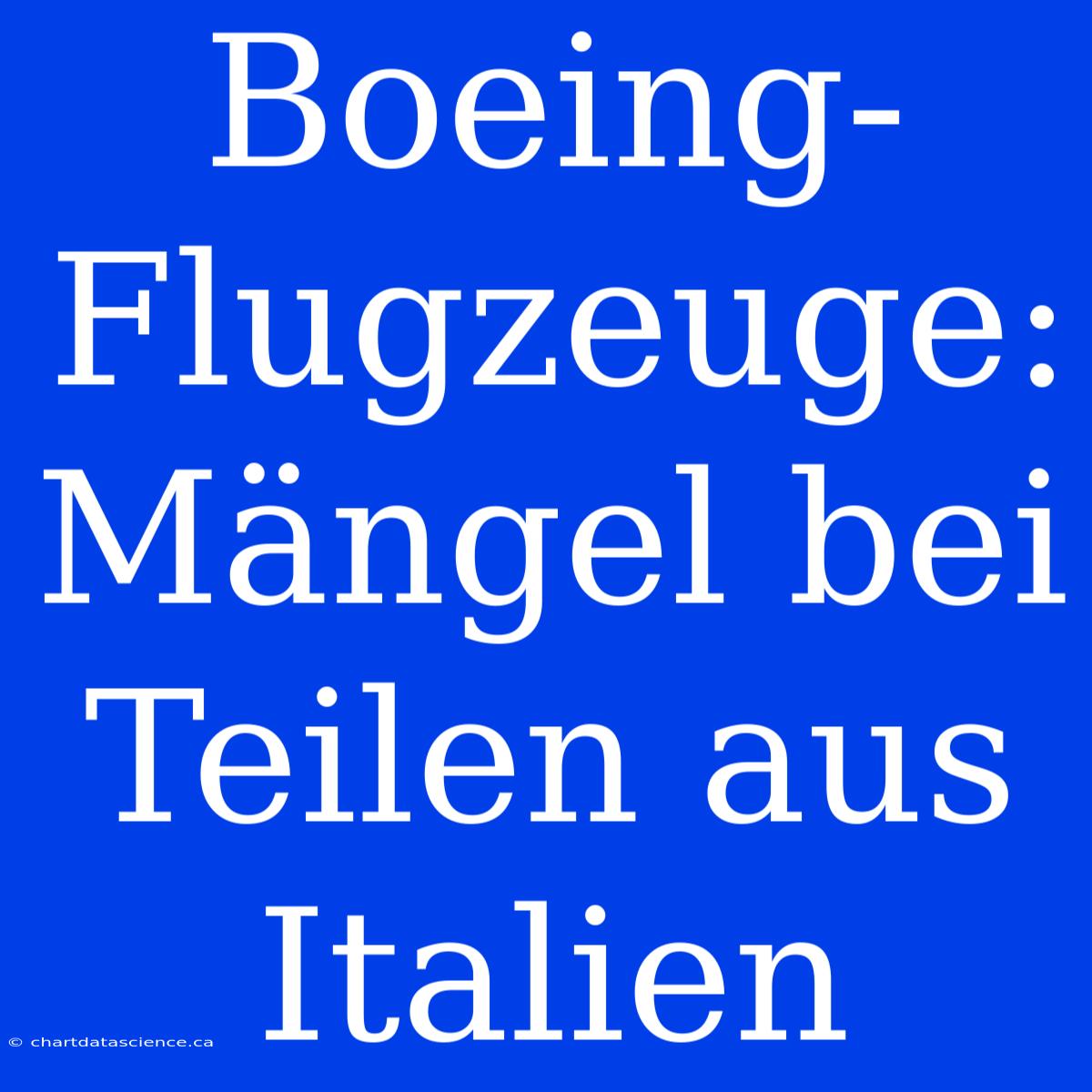 Boeing-Flugzeuge: Mängel Bei Teilen Aus Italien