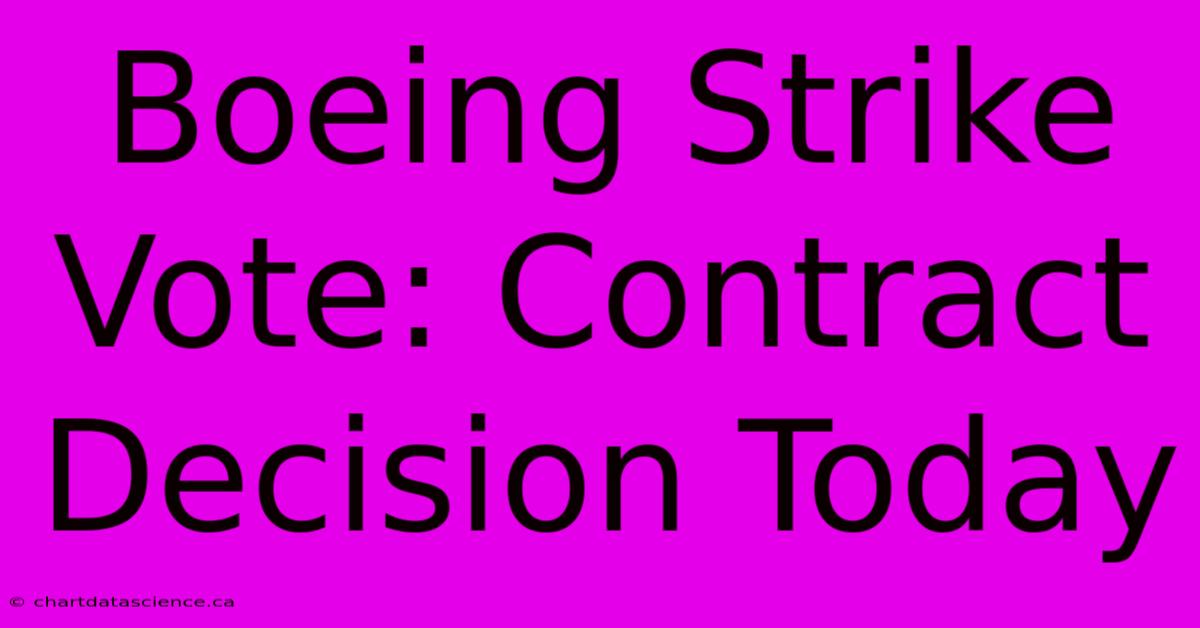 Boeing Strike Vote: Contract Decision Today