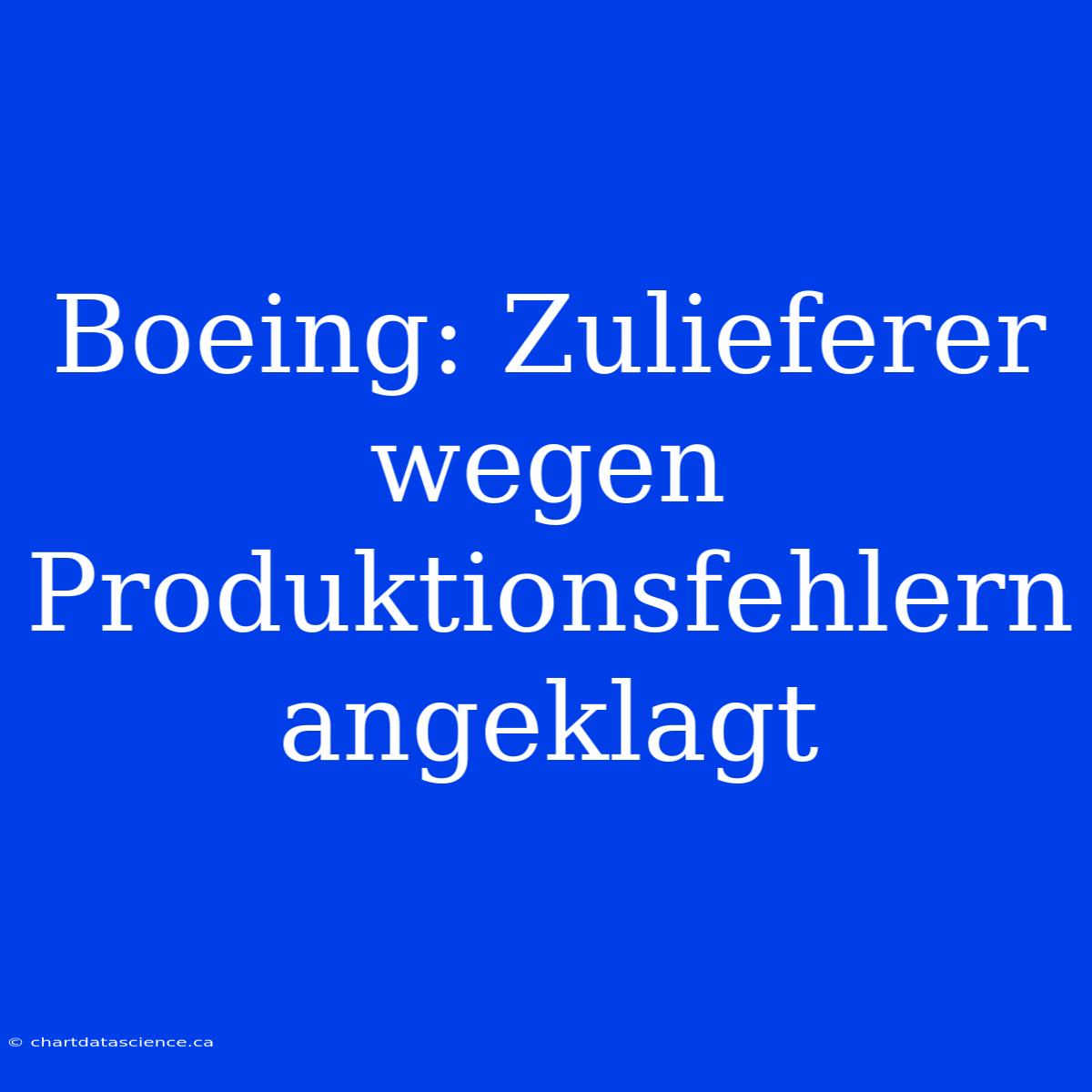 Boeing: Zulieferer Wegen Produktionsfehlern Angeklagt