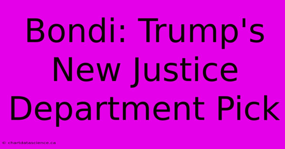 Bondi: Trump's New Justice Department Pick