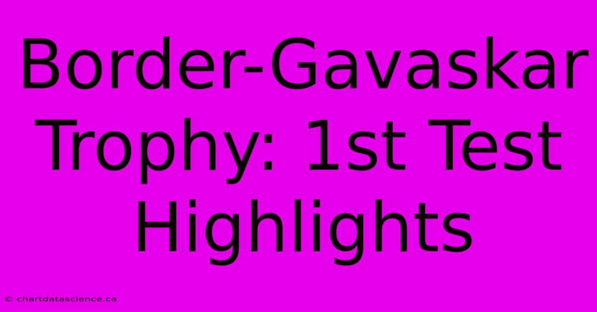 Border-Gavaskar Trophy: 1st Test Highlights