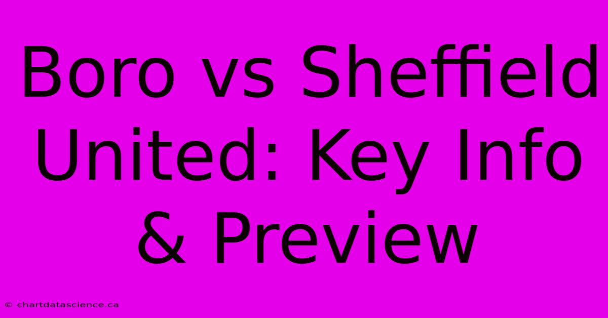 Boro Vs Sheffield United: Key Info & Preview