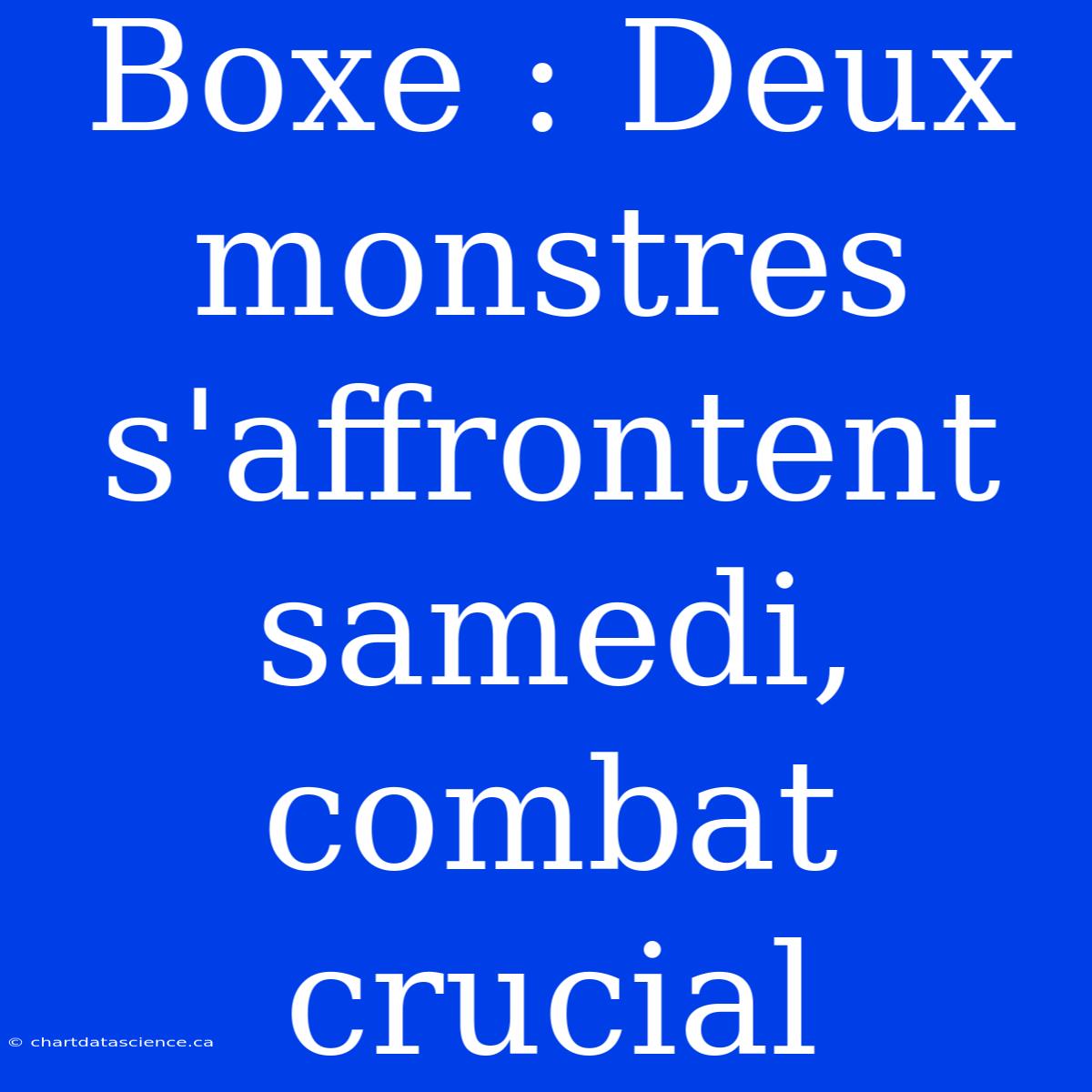 Boxe : Deux Monstres S'affrontent Samedi, Combat Crucial