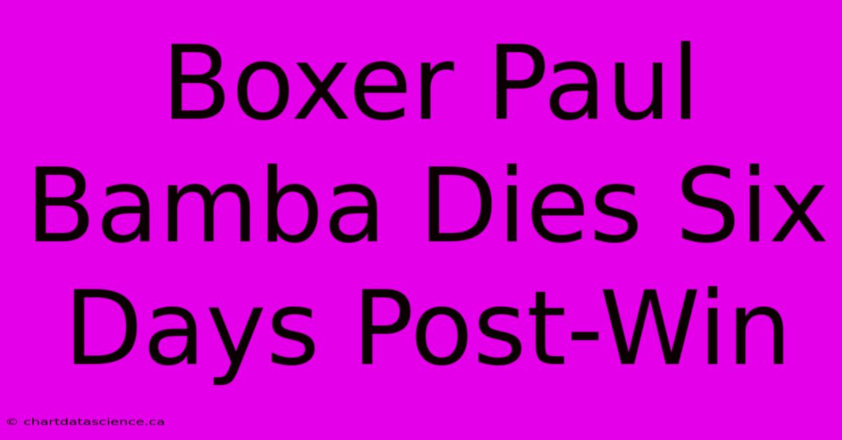 Boxer Paul Bamba Dies Six Days Post-Win