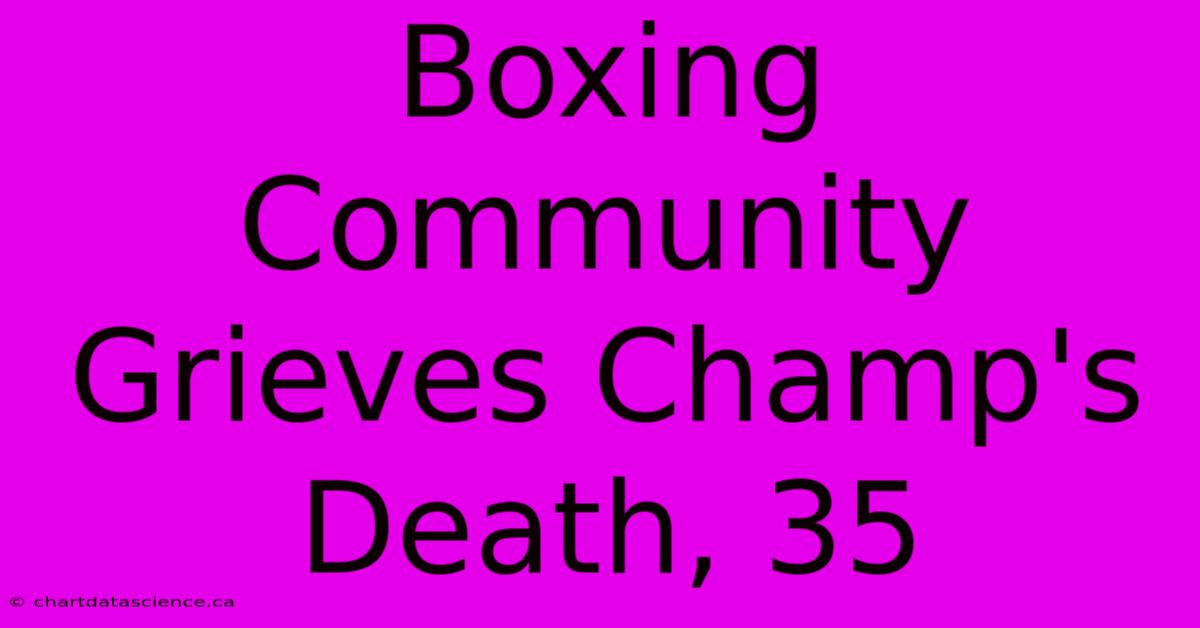 Boxing Community Grieves Champ's Death, 35