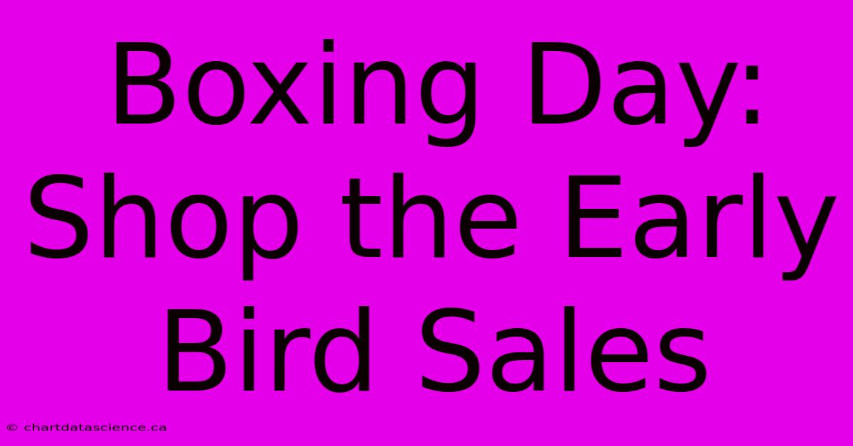 Boxing Day: Shop The Early Bird Sales