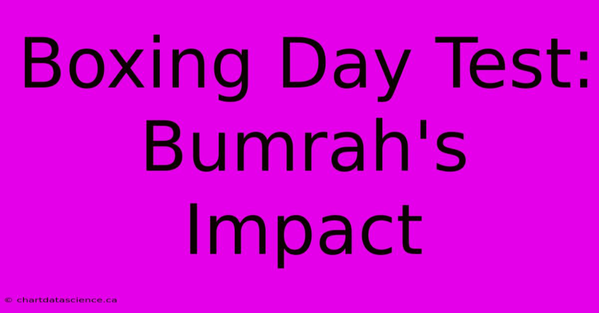 Boxing Day Test: Bumrah's Impact