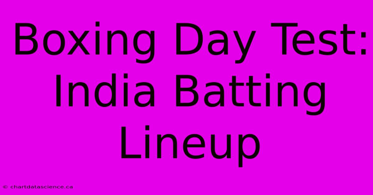 Boxing Day Test: India Batting Lineup