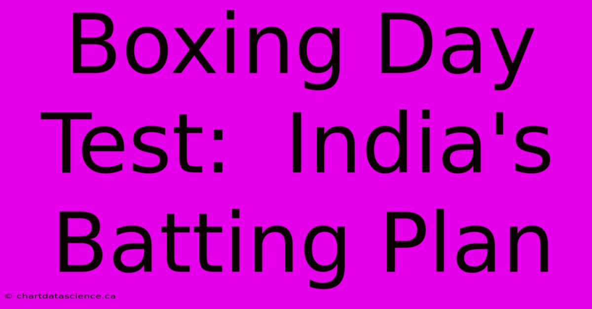 Boxing Day Test:  India's Batting Plan