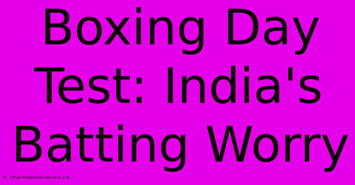 Boxing Day Test: India's Batting Worry