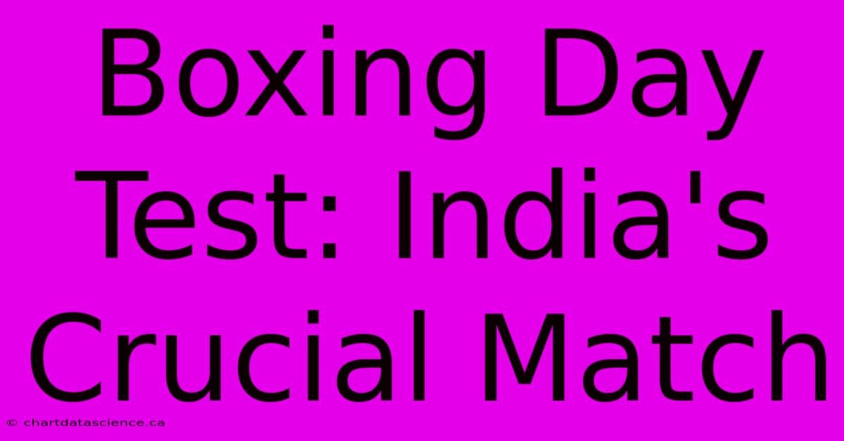 Boxing Day Test: India's Crucial Match