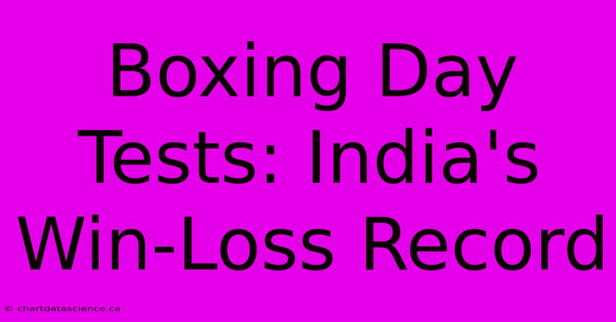 Boxing Day Tests: India's Win-Loss Record