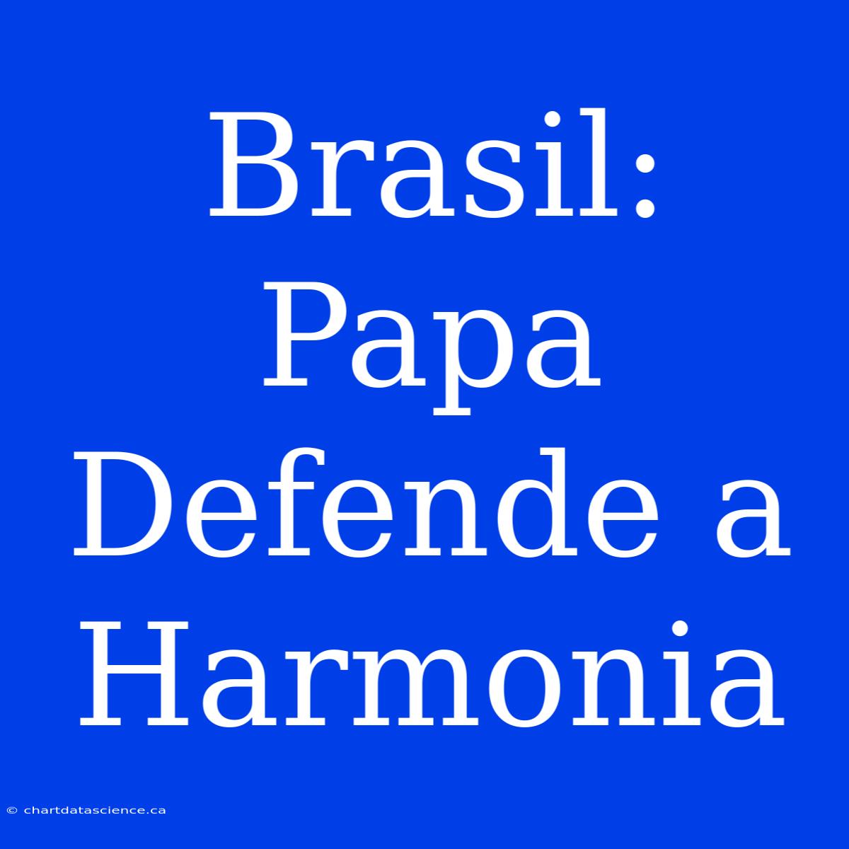 Brasil: Papa Defende A Harmonia