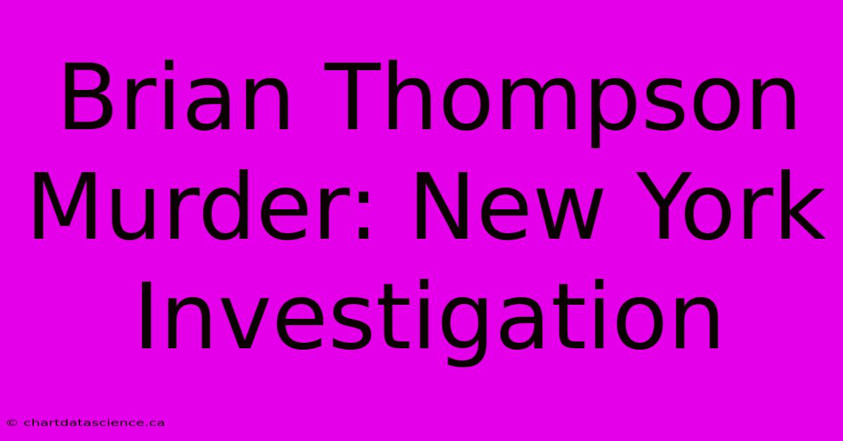 Brian Thompson Murder: New York Investigation