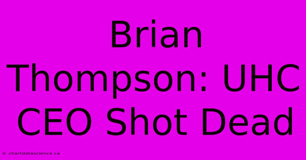 Brian Thompson: UHC CEO Shot Dead