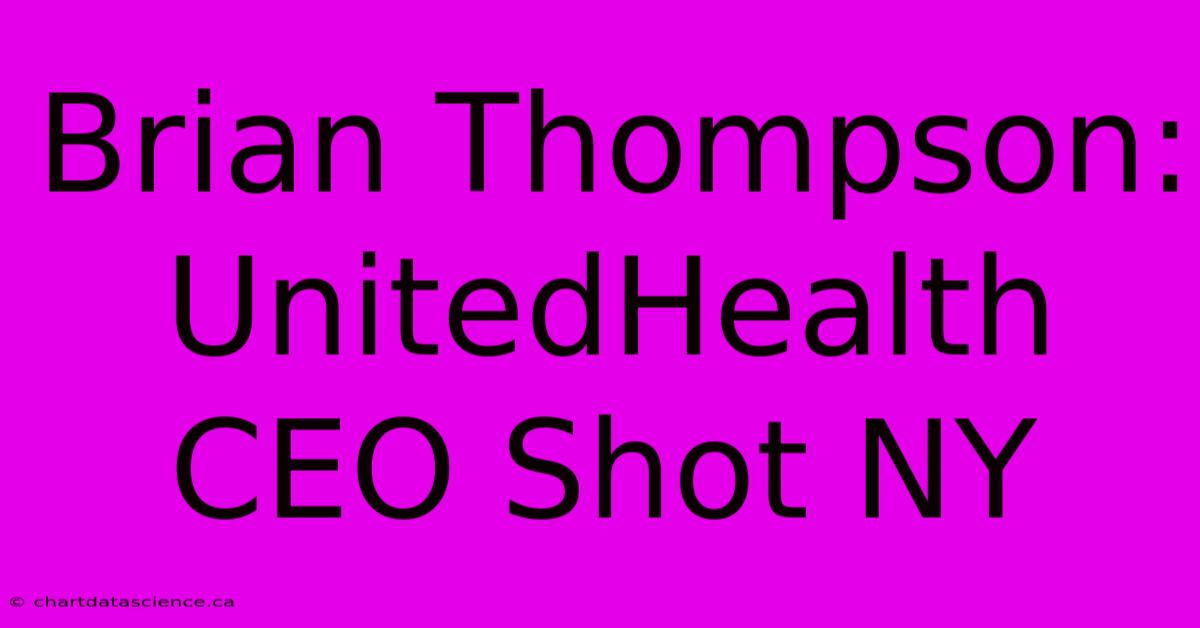 Brian Thompson:  UnitedHealth CEO Shot NY