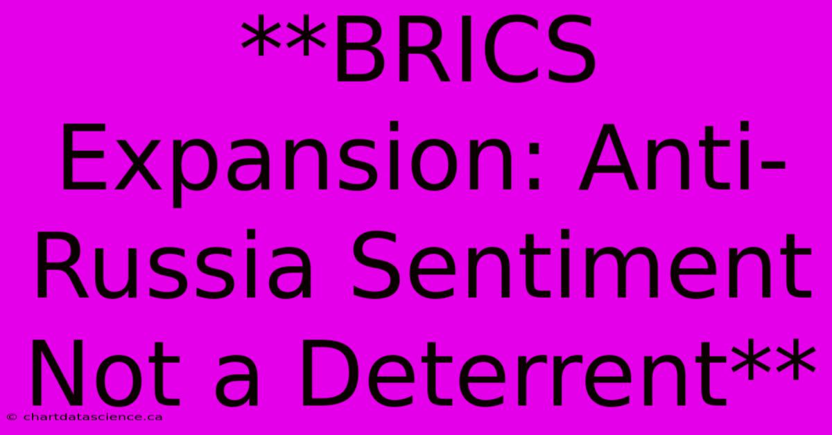 **BRICS Expansion: Anti-Russia Sentiment Not A Deterrent** 