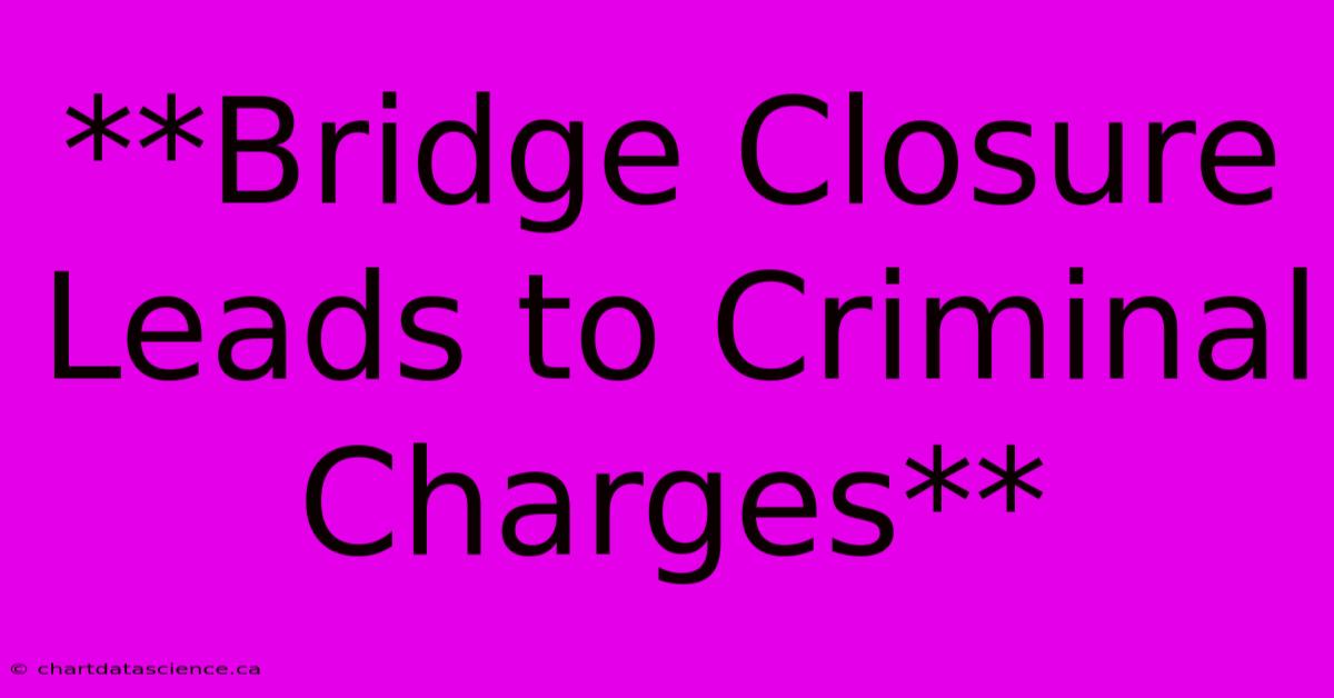 **Bridge Closure Leads To Criminal Charges**