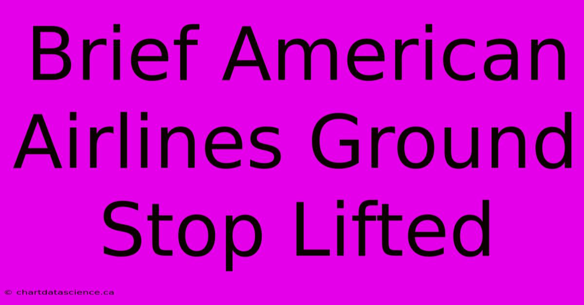 Brief American Airlines Ground Stop Lifted