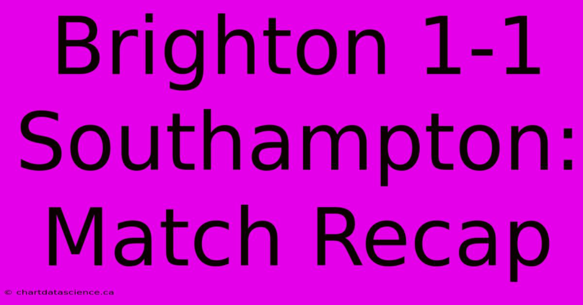 Brighton 1-1 Southampton: Match Recap