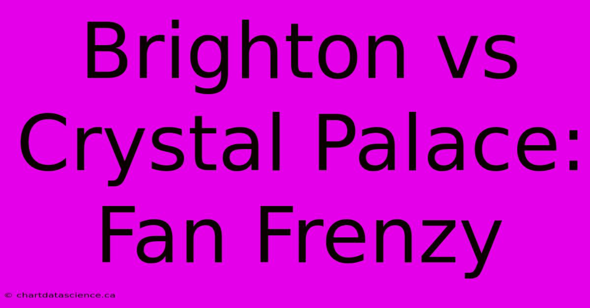 Brighton Vs Crystal Palace: Fan Frenzy