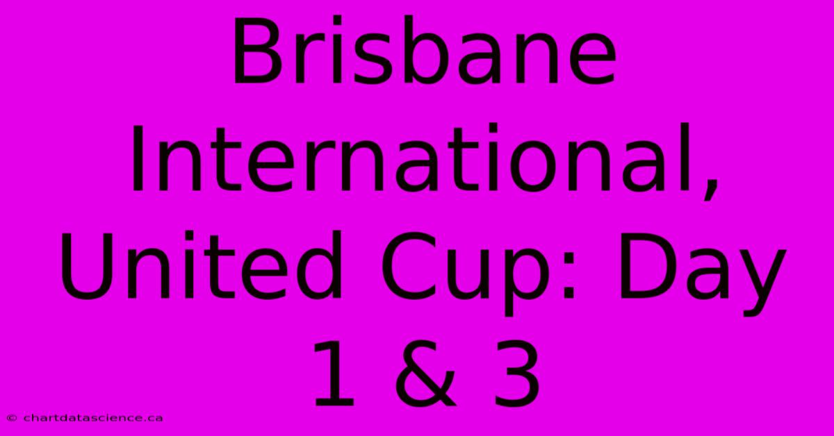 Brisbane International, United Cup: Day 1 & 3