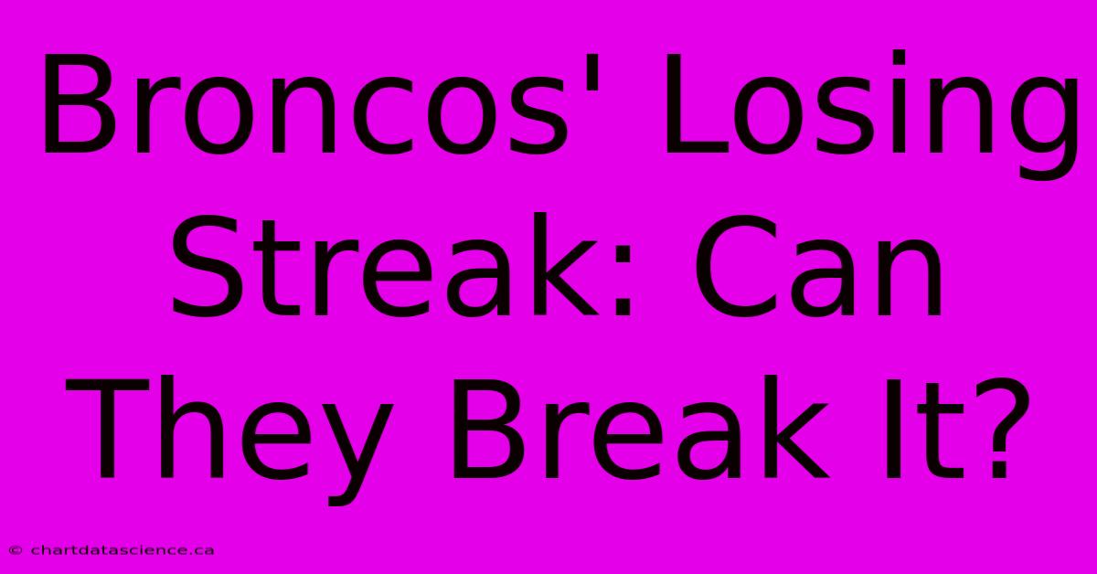 Broncos' Losing Streak: Can They Break It?