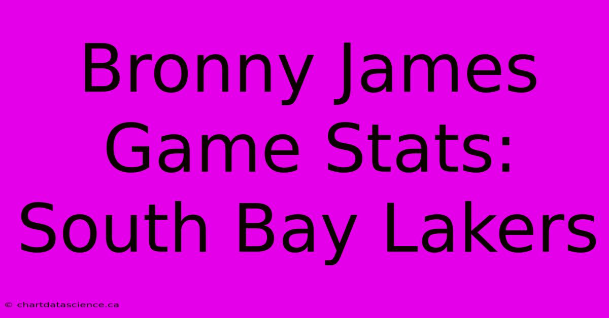 Bronny James Game Stats: South Bay Lakers