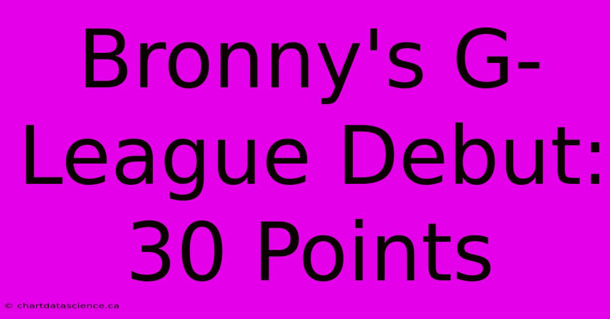 Bronny's G-League Debut: 30 Points