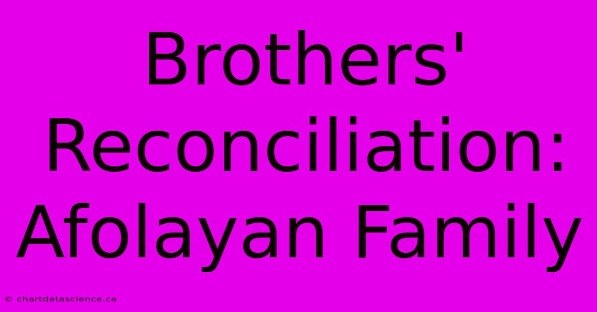 Brothers' Reconciliation: Afolayan Family