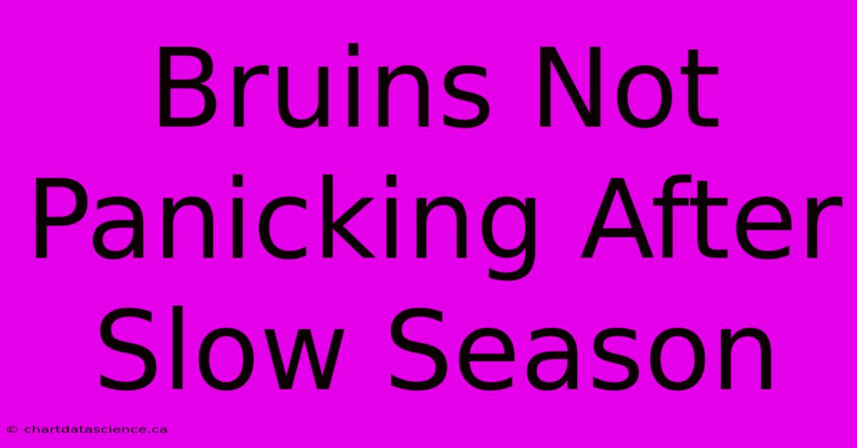 Bruins Not Panicking After Slow Season