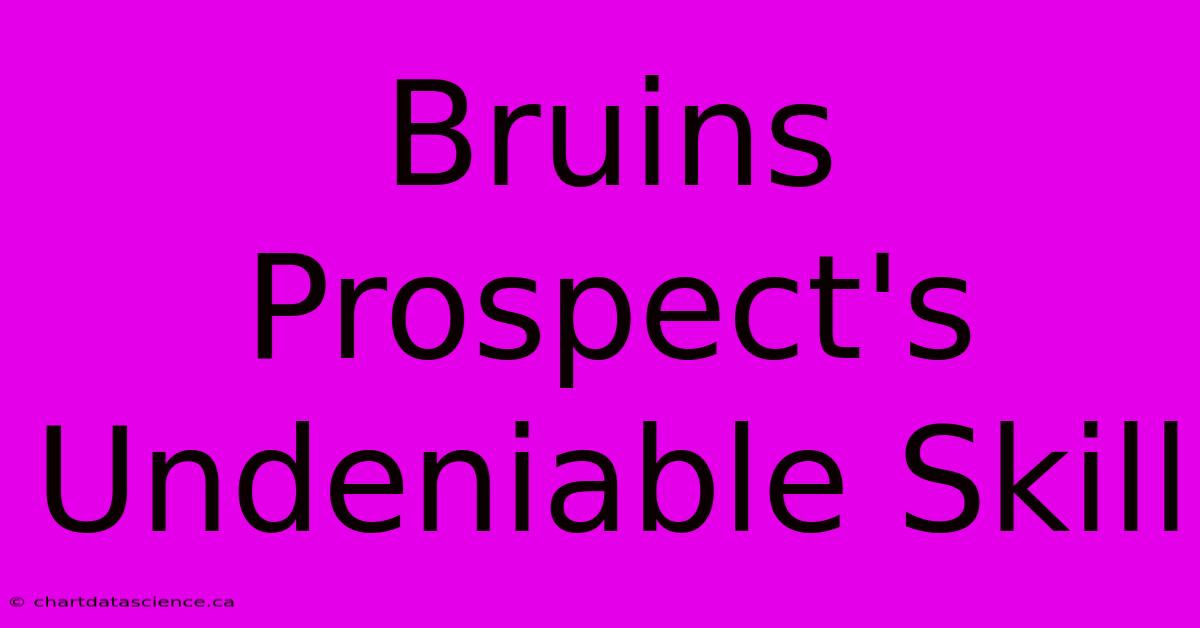 Bruins Prospect's Undeniable Skill