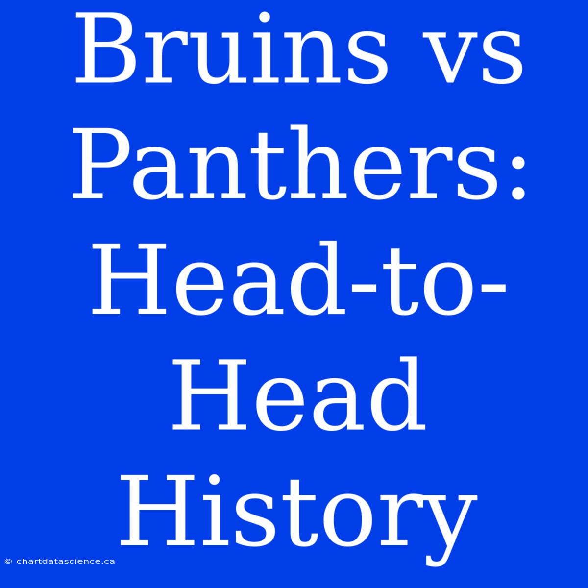 Bruins Vs Panthers: Head-to-Head History