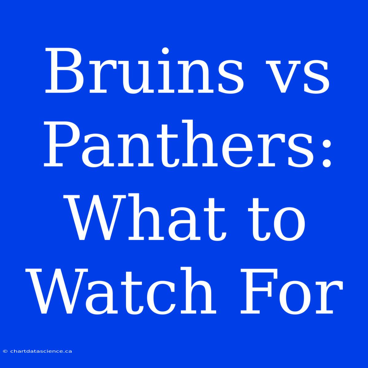 Bruins Vs Panthers: What To Watch For