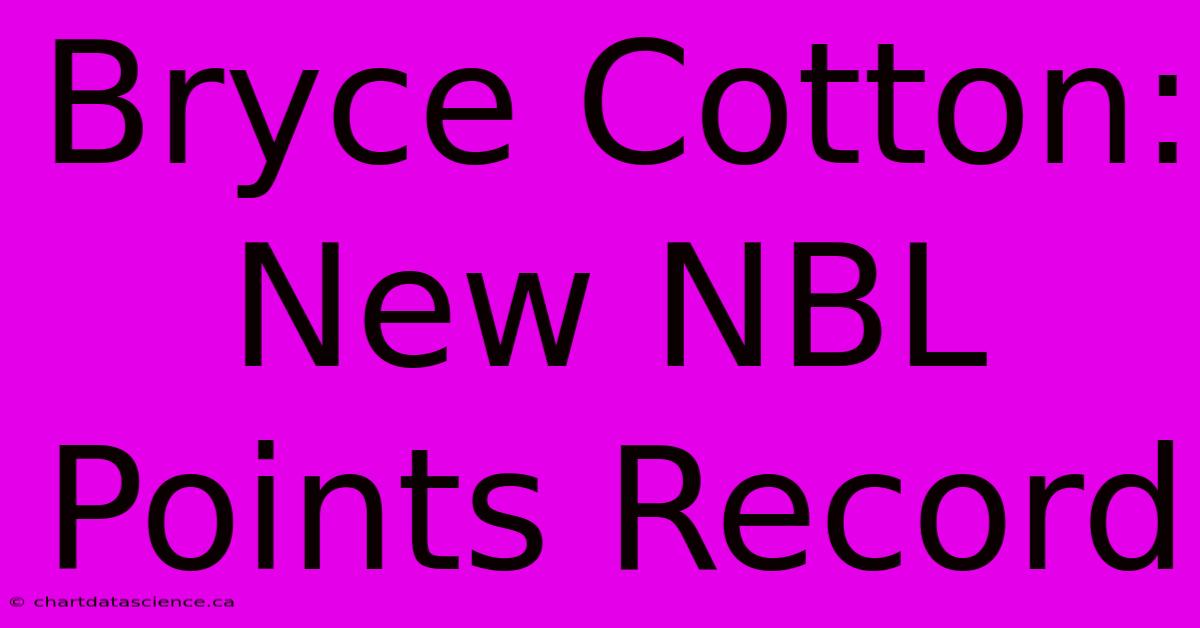 Bryce Cotton: New NBL Points Record