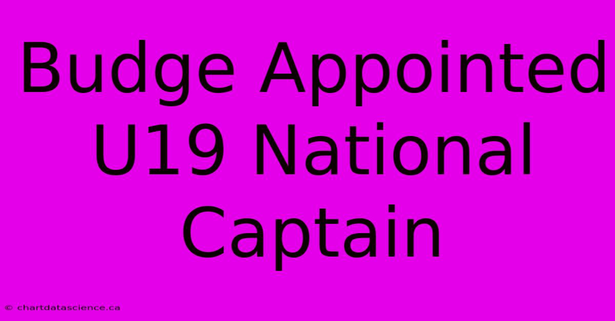 Budge Appointed U19 National Captain