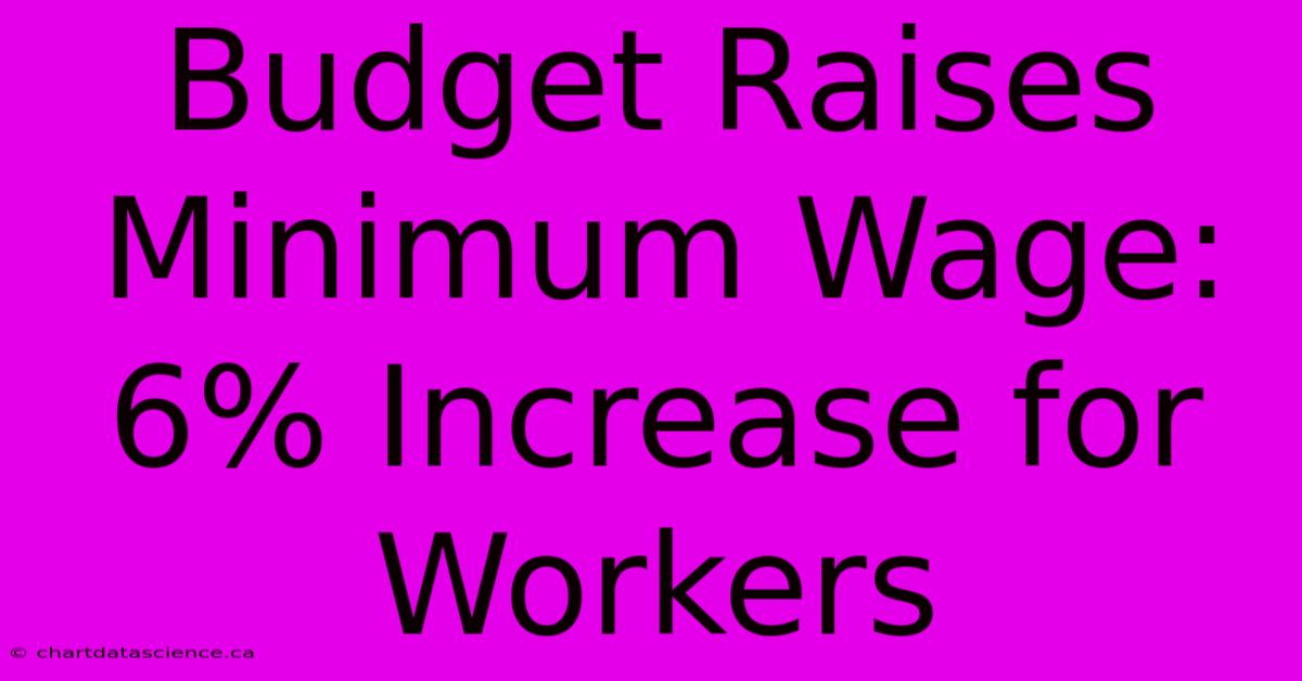 Budget Raises Minimum Wage: 6% Increase For Workers