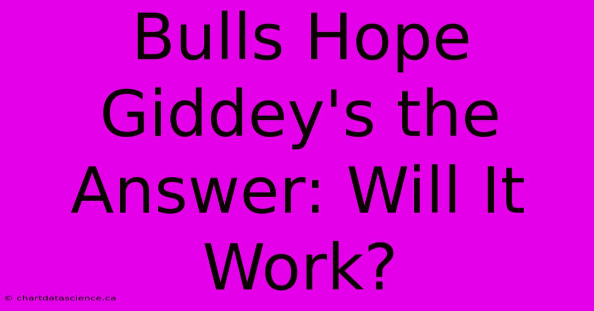 Bulls Hope Giddey's The Answer: Will It Work? 