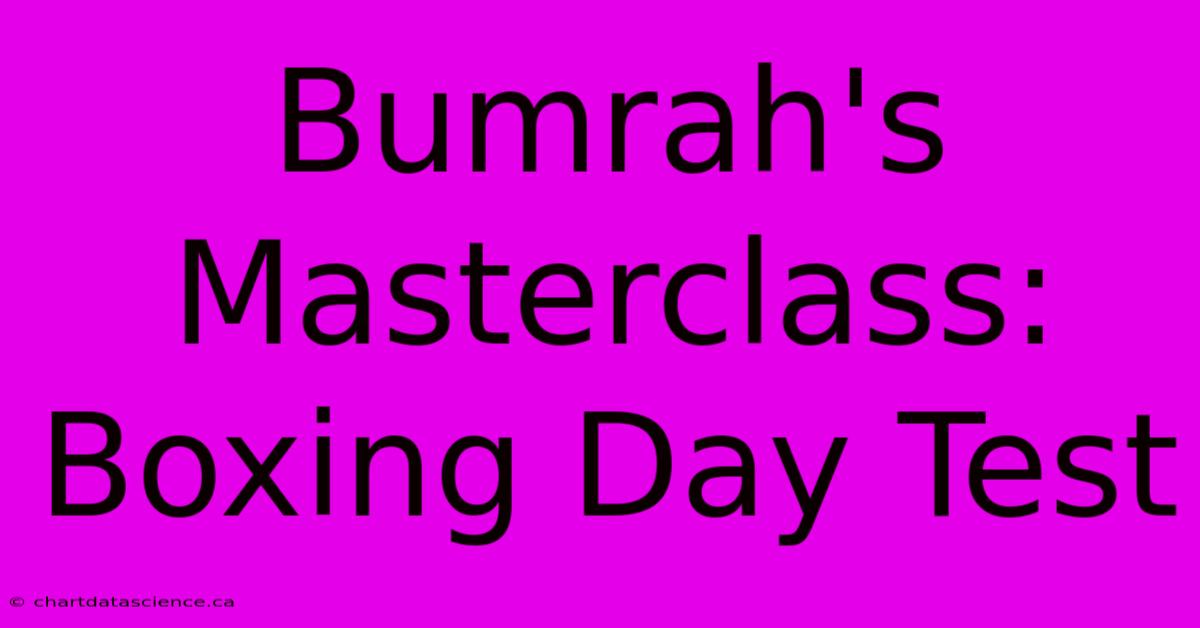 Bumrah's Masterclass: Boxing Day Test