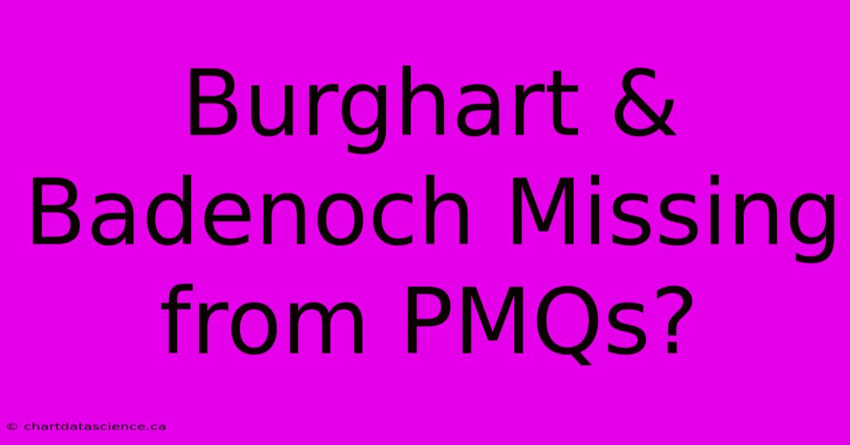 Burghart & Badenoch Missing From PMQs?