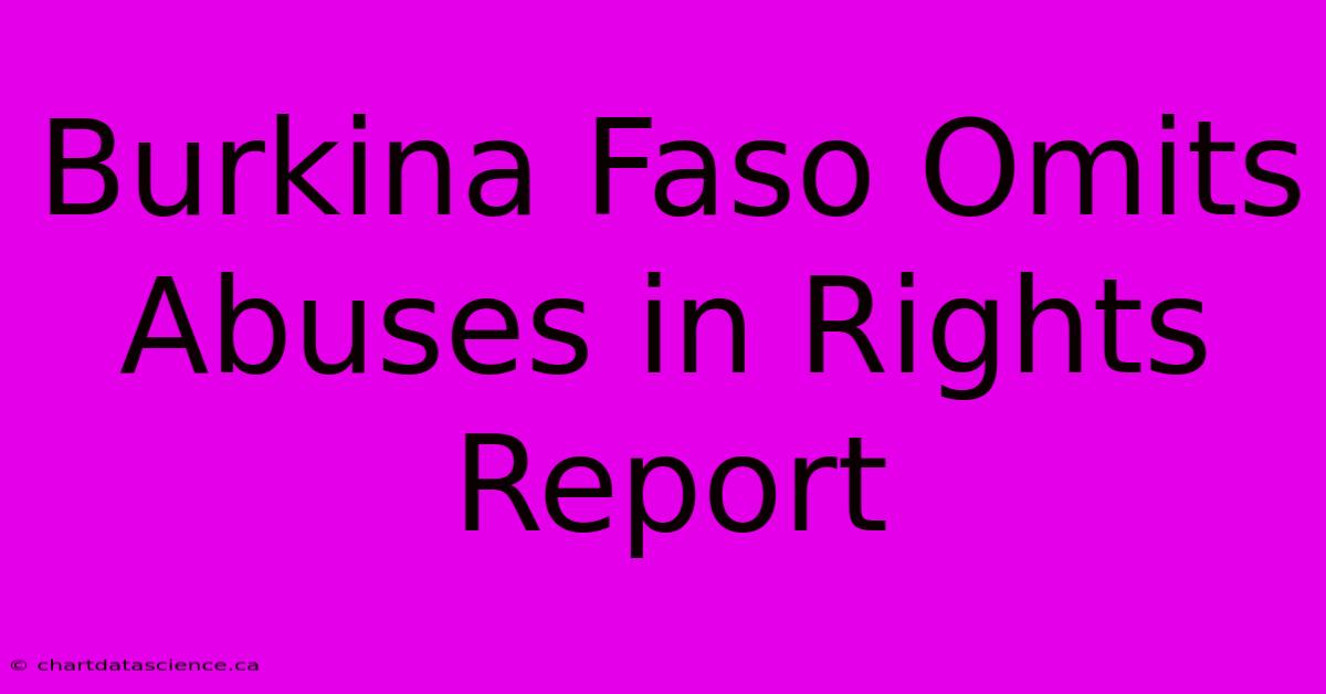 Burkina Faso Omits Abuses In Rights Report 