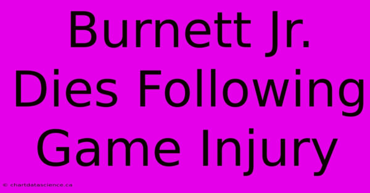 Burnett Jr. Dies Following Game Injury